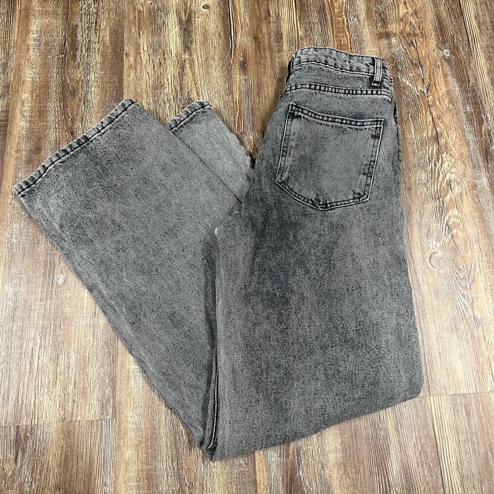 Pretty little thing Black acid wash high-waisted wide-leg ripped jeans
